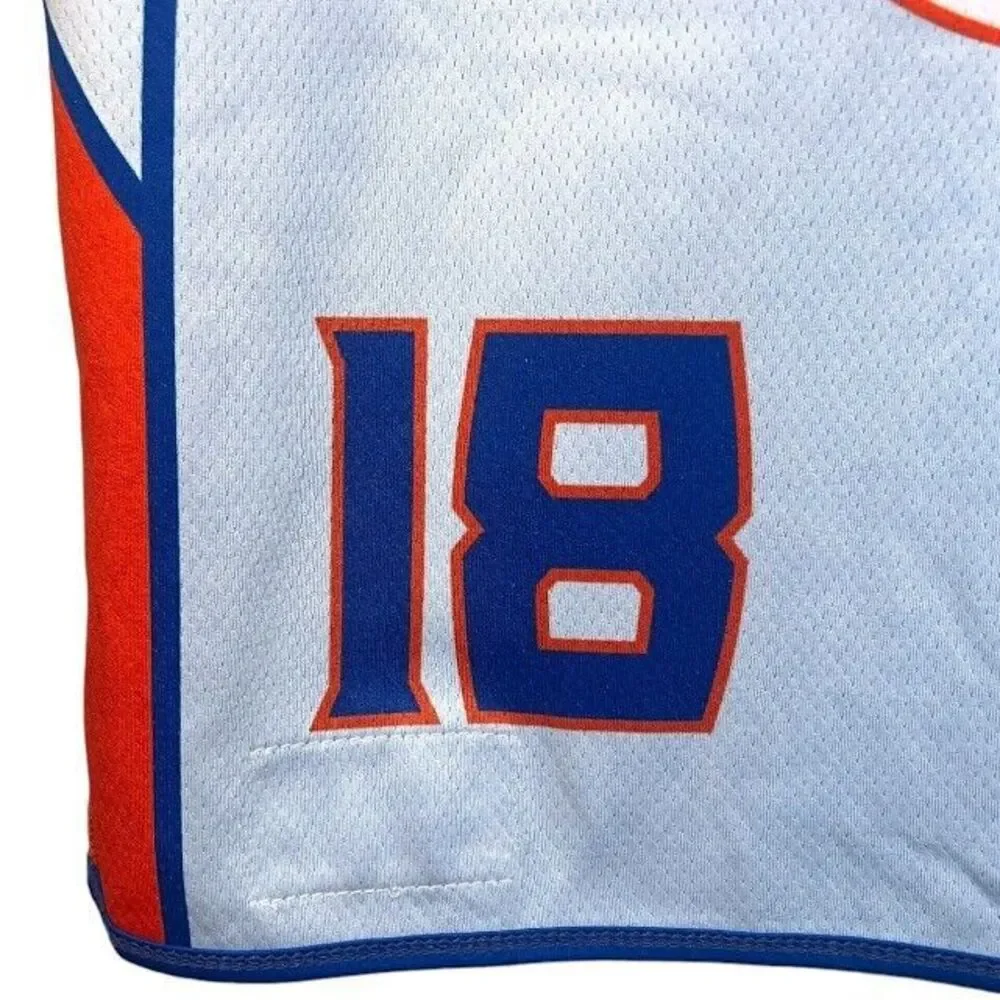 Rhino Lacrosse Academy Reversible Jersey Top Youth L/XL White Blue Orange# 18‎